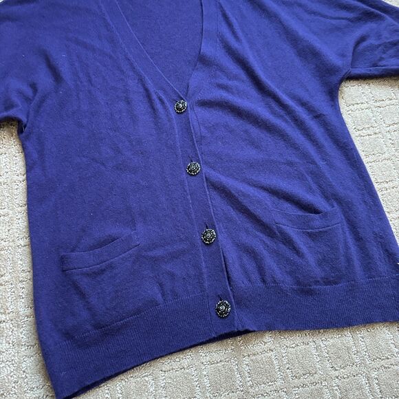 TALBOTS Cashmere Angora Lambswool Jeweled Button Cardigan Sweater Large Purple - Picture 3 of 8